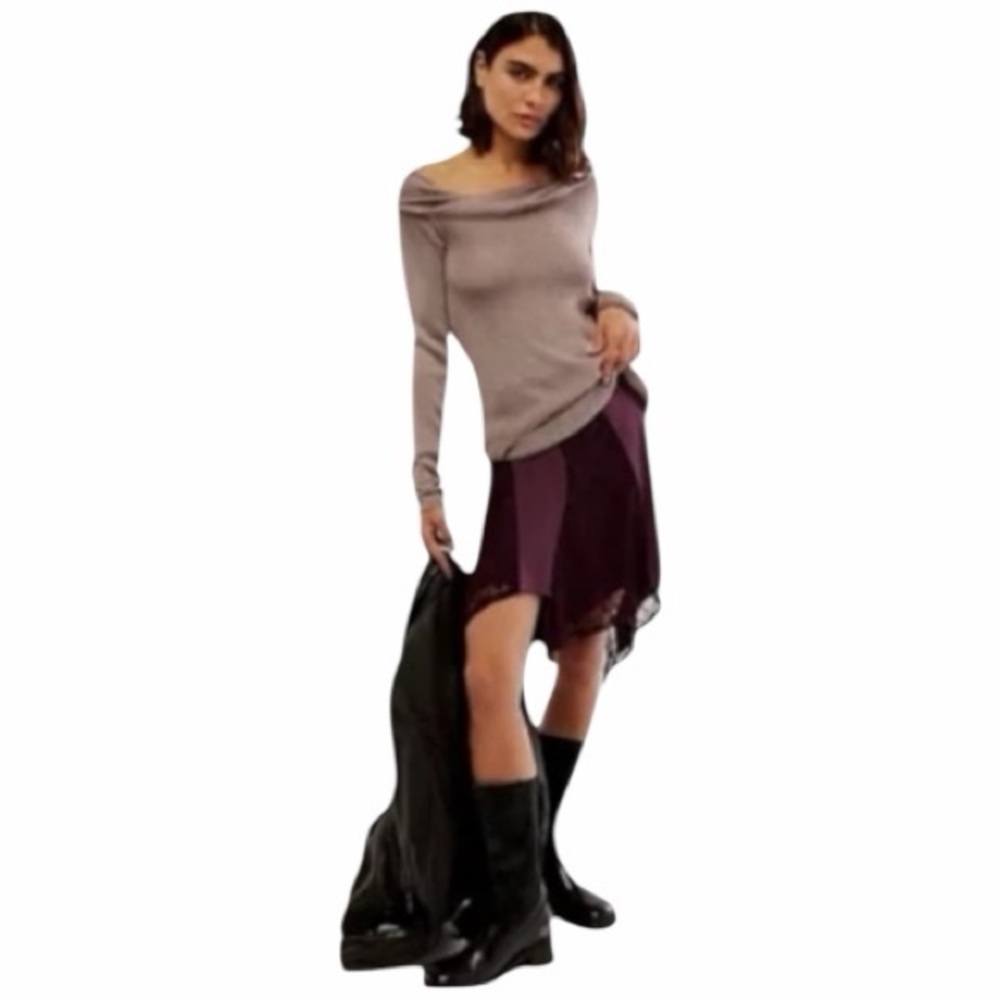 Free People Dreamcatcher Mini Skirt Size Medium In Vintage Wine NWT